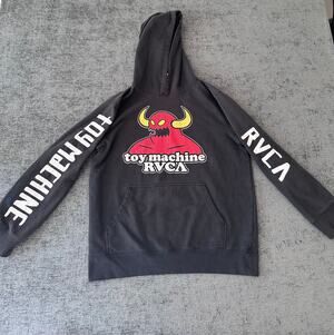 Toy Machine x RVCA Monster Logo Hoodie Sweatshirt XL Black Skate Skateboard Mens